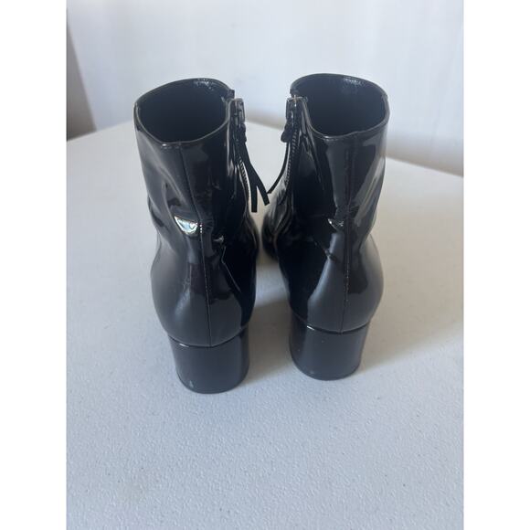 Miu Miu Patent Leather Boots 37.5 Ankle Booties Black 2' Heel Pointy Italy - Picture 6 of 15